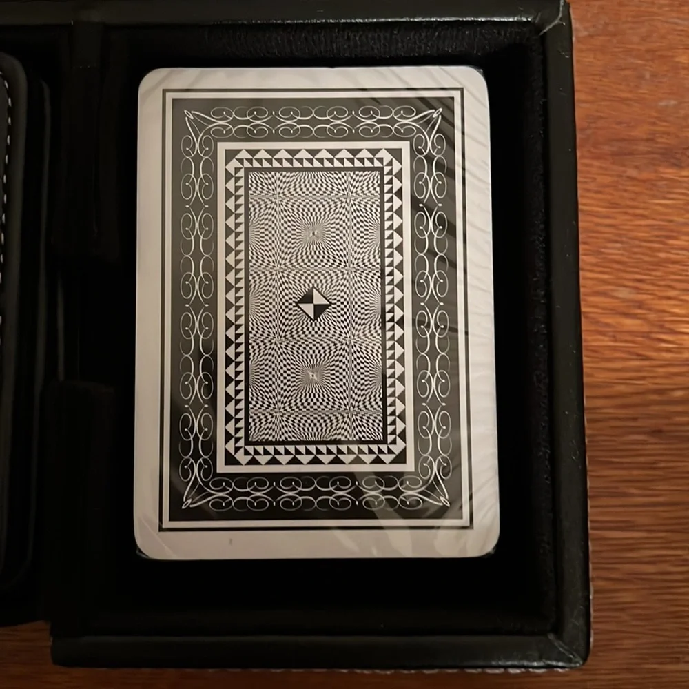 NWOT storage box with deck of cards and 4 coasters